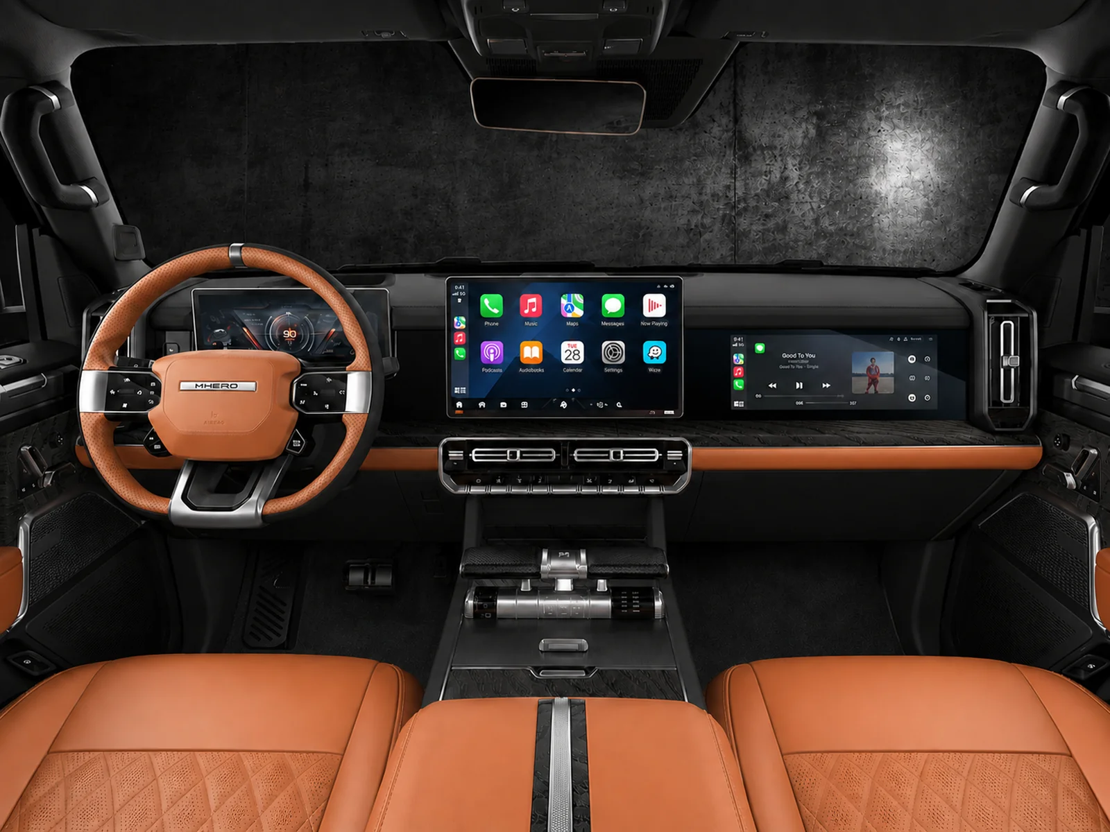MHERO 1 interior — Caramel Nappa